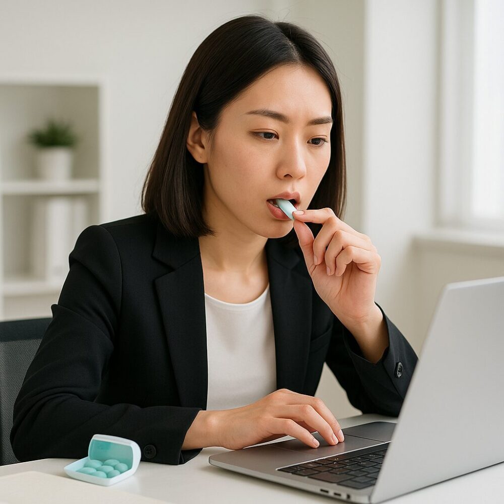 ガムを噛んでいる女性