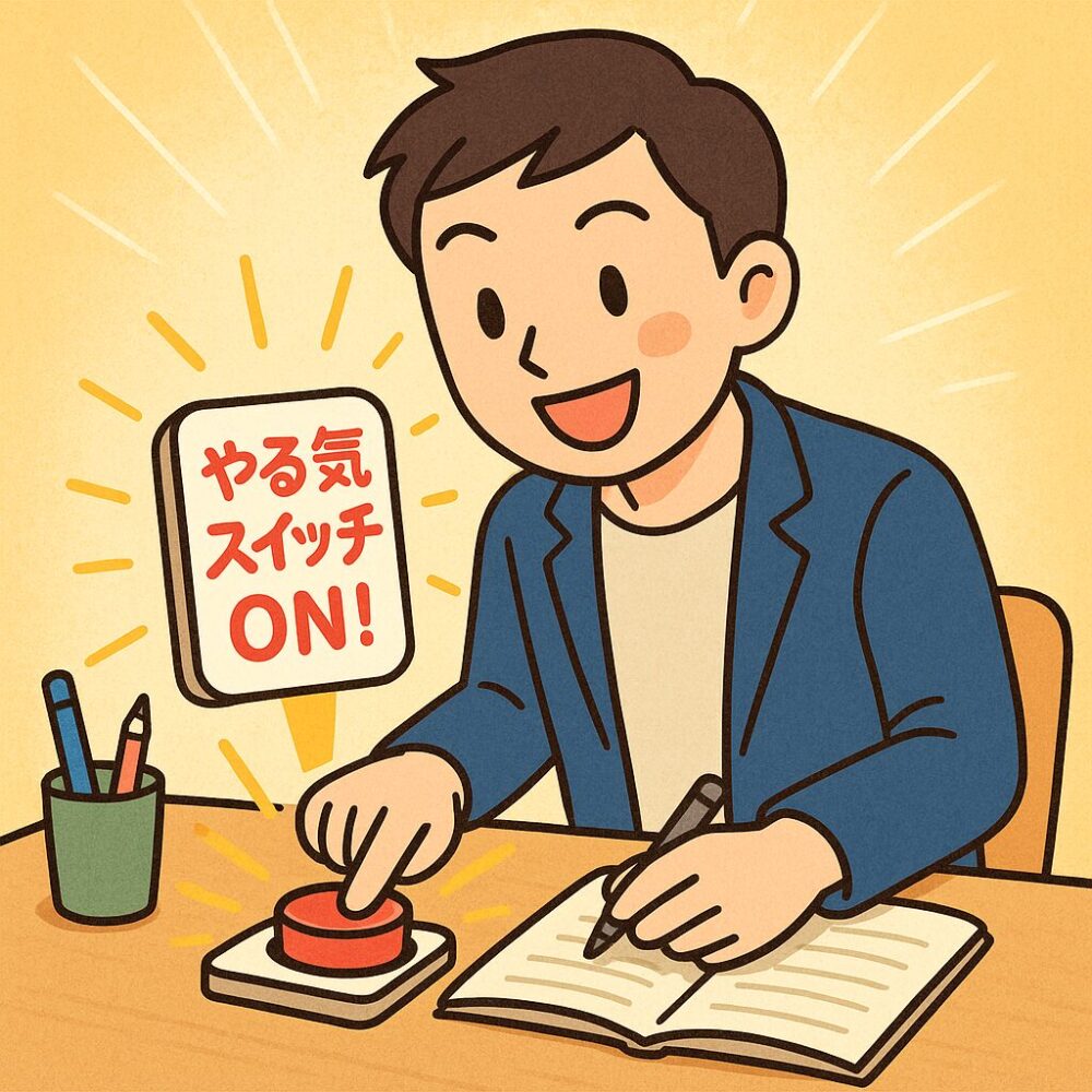 スイッチを入れている男性イラスト